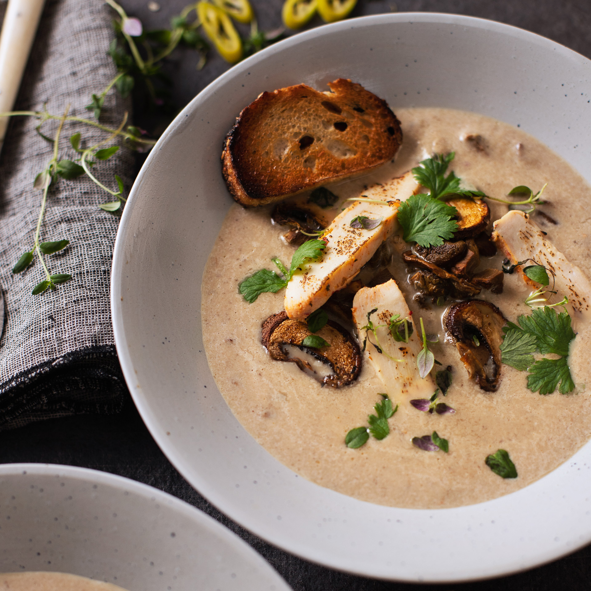 Steinsoppsuppe med kylling